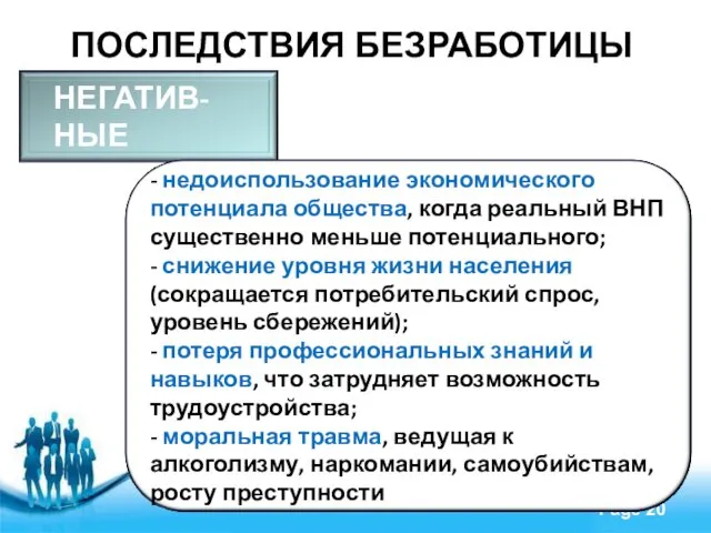 ПОСЛЕДСТВИЯ БЕЗРАБОТИЦЫ