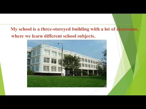 Building My school is a three-storeyed building with a lot