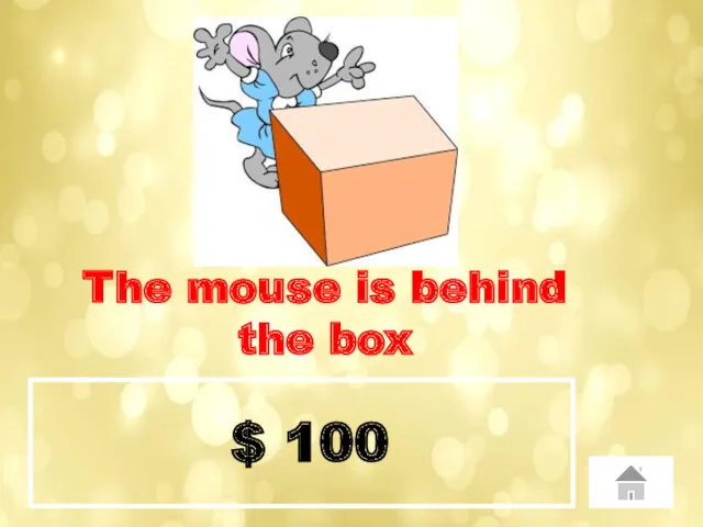 $ 100 The mouse is behind the box
