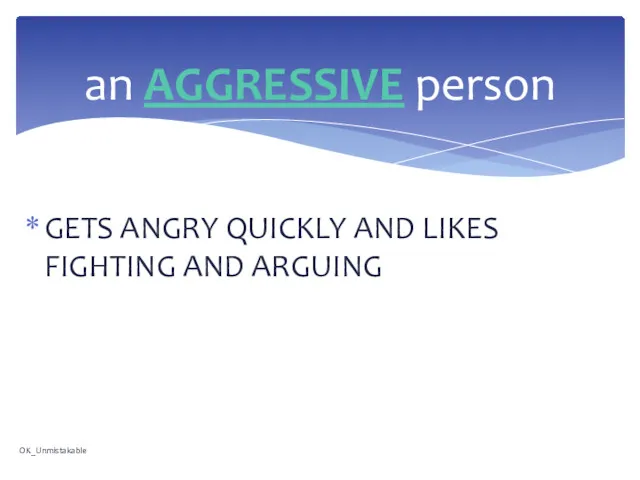 GETS ANGRY QUICKLY AND LIKES FIGHTING AND ARGUING an AGGRESSIVE person OK_Unmistakable