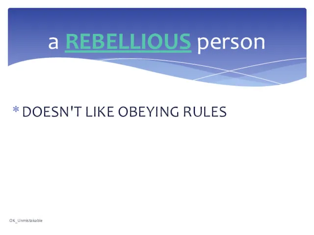 DOESN'T LIKE OBEYING RULES a REBELLIOUS person OK_Unmistakable