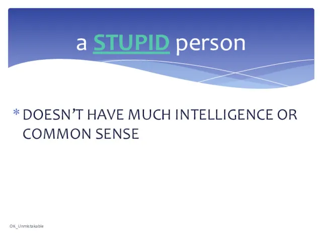 DOESN’T HAVE MUCH INTELLIGENCE OR COMMON SENSE a STUPID person OK_Unmistakable