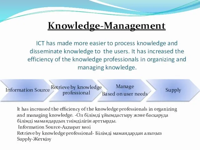 ICT has made more easier to process knowledge and disseminate knowledge to the