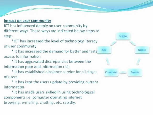 Impact on user community ICT has influenced deeply on user community by different
