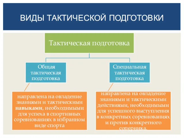 ВИДЫ ТАКТИЧЕСКОЙ ПОДГОТОВКИ