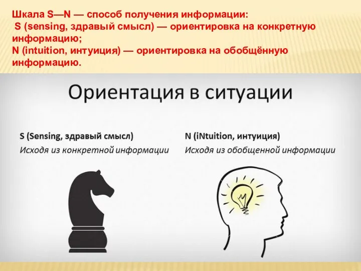 Шкала S—N — способ получения информации: S (sensing, здравый смысл)