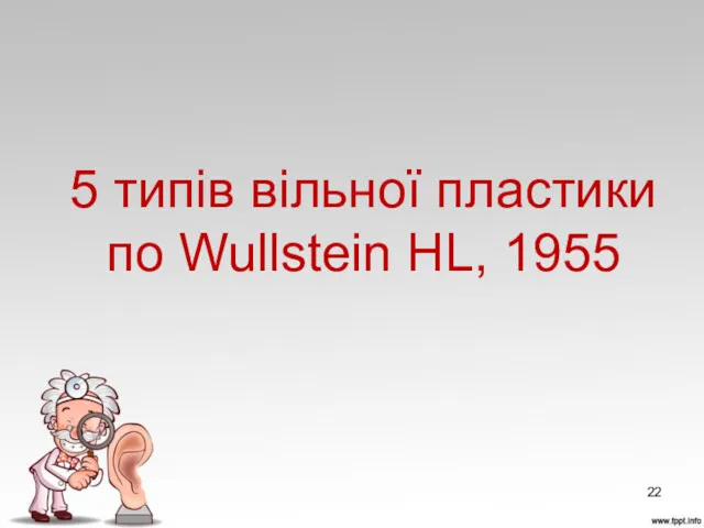 5 типів вільної пластики по Wullstein HL, 1955