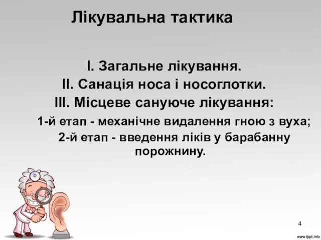 Лікувальна тактика І. Загальне лікування. ІІ. Санація носа і носоглотки.