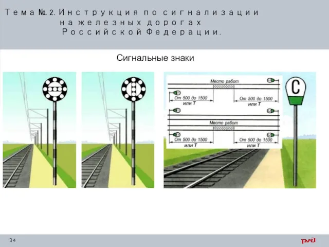 Тема № 2. Инструкция по сигнализации на железных дорогах Российской Федерации. Сигнальные знаки