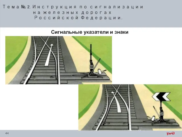 Тема № 2. Инструкция по сигнализации на железных дорогах Российской Федерации. Сигнальные указатели и знаки