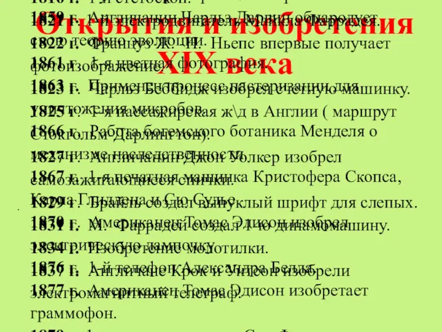 Открытия и изобретения XIX века . 1800 г. Итальянец Алесандро