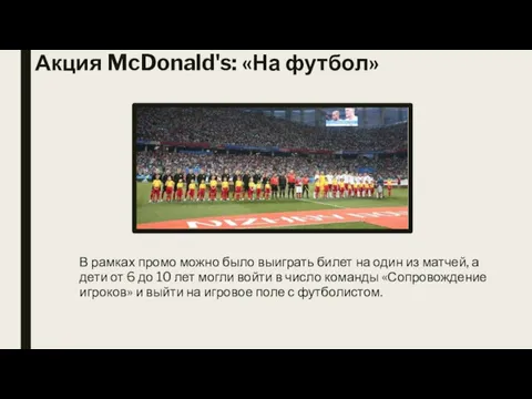 Акция McDonald's: «На футбол» В рамках промо можно было выиграть