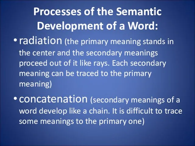 Processes of the Semantic Development of a Word: radiation (the