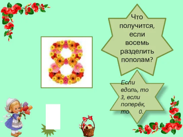 Что получится, если восемь разделить пополам? Если вдоль, то 3, если поперёк, то 0.