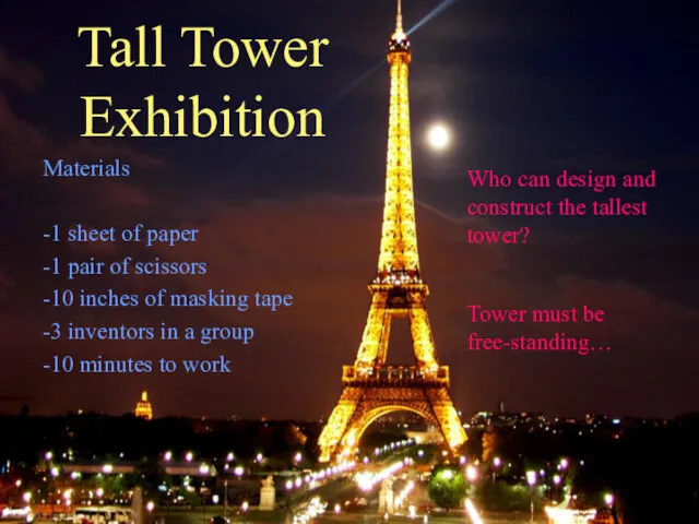 Tall Tower Exhibition Materials -1 sheet of paper -1 pair