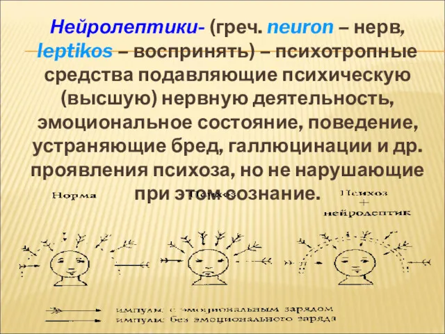 Нейролептики- (греч. neuron – нерв, leptikos – воспринять) – психотропные