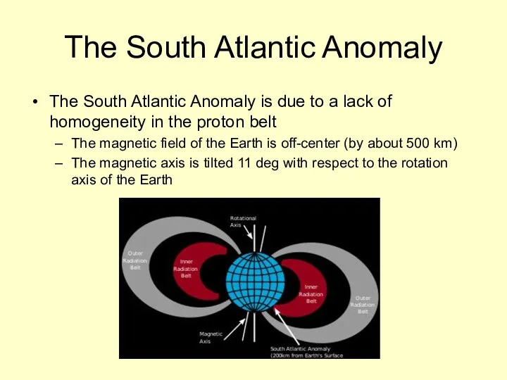 The South Atlantic Anomaly The South Atlantic Anomaly is due