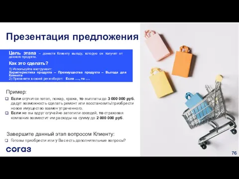 Презентация предложения Цель этапа – донести Клиенту выгоду, которую он