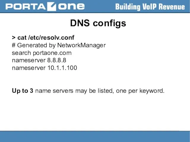 DNS configs > cat /etc/resolv.conf # Generated by NetworkManager search