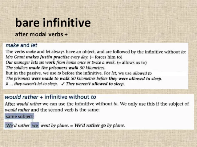 bare infinitive after modal verbs +