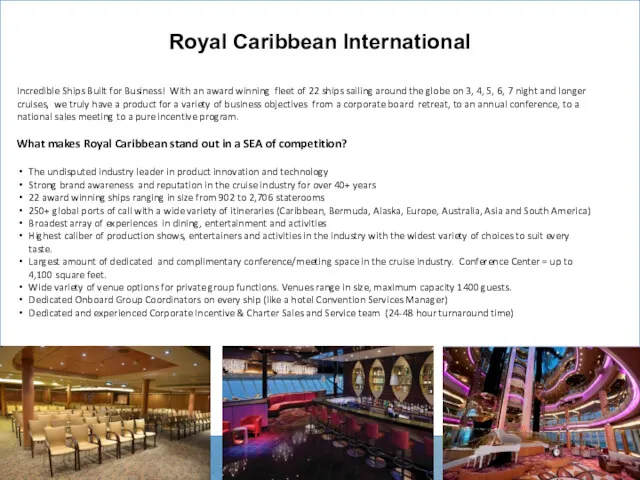 Royal Caribbean International Incredible Ships Built for Business! With an