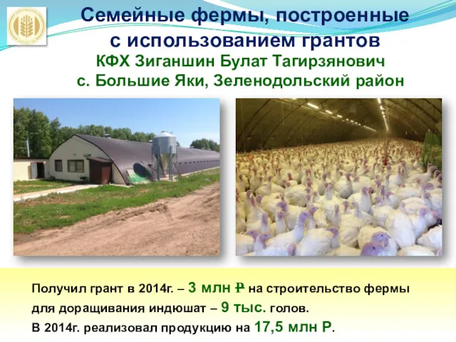 Семейные фермы, построенные с использованием грантов КФХ Зиганшин Булат Тагирзянович с. Большие Яки,