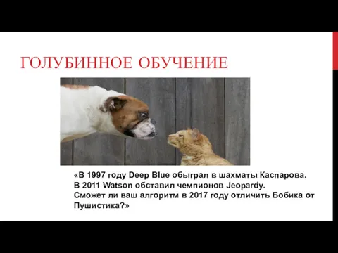 ГОЛУБИННОЕ ОБУЧЕНИЕ «В 1997 году Deep Blue обыграл в шахматы