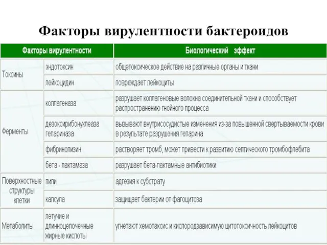 Факторы вирулентности бактероидов