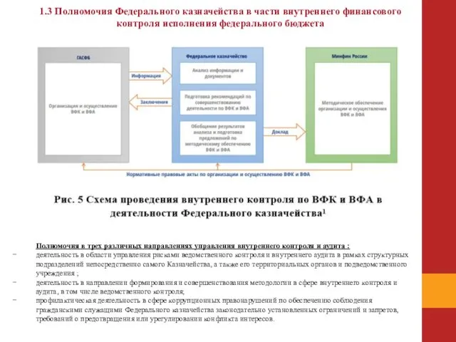 1.3 Полномочия Федерального казначейства в части внутреннего финансового контроля исполнения