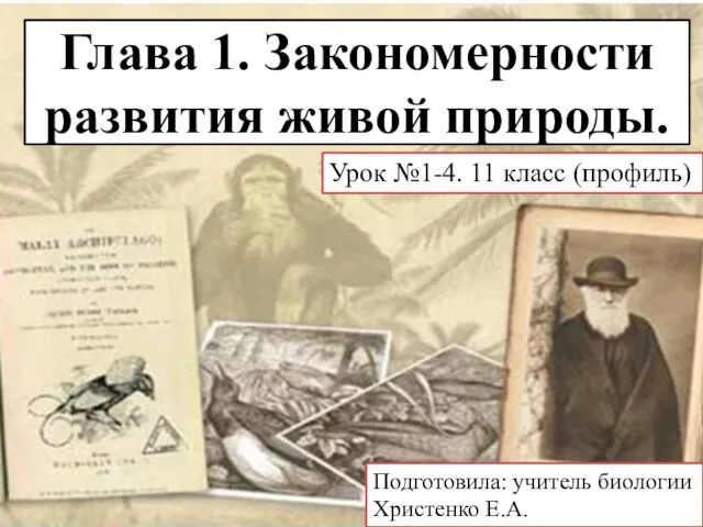 Глава 1. Закономерности развития живой природы. Урок №1-4. 11 класс (профиль) Подготовила: учитель биологии Христенко Е.А.