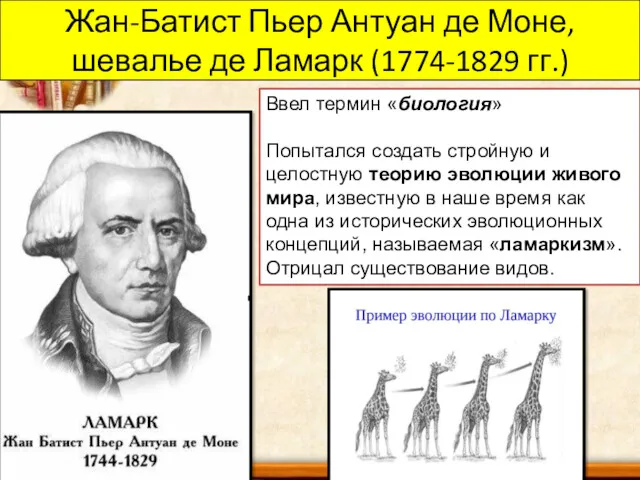 Жан-Батист Пьер Антуан де Моне, шевалье де Ламарк (1774-1829 гг.)