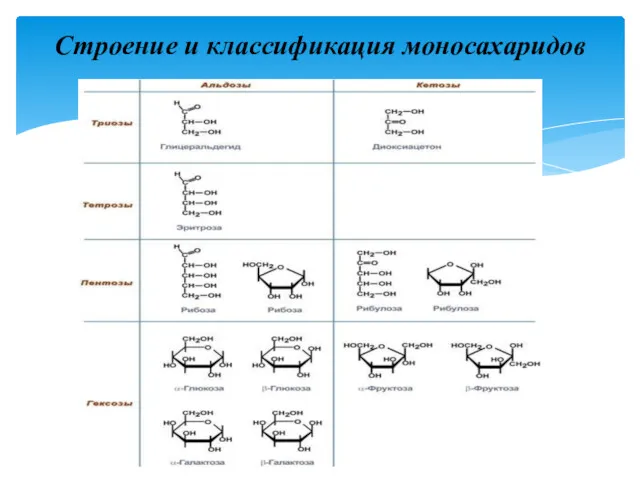 Строение и классификация моносахаридов