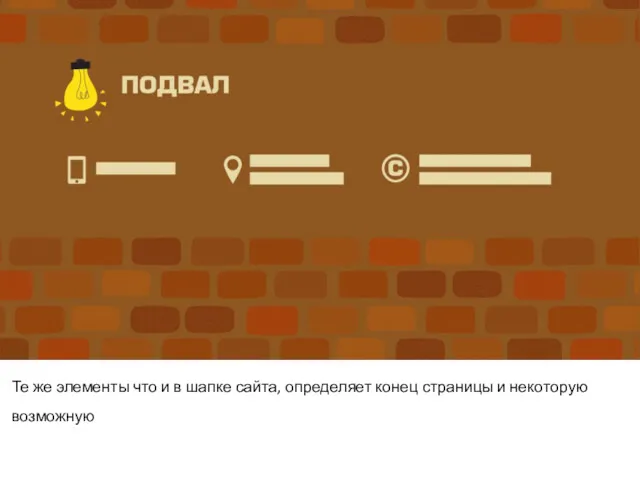 Те же элементы что и в шапке сайта, определяет конец страницы и некоторую возможную