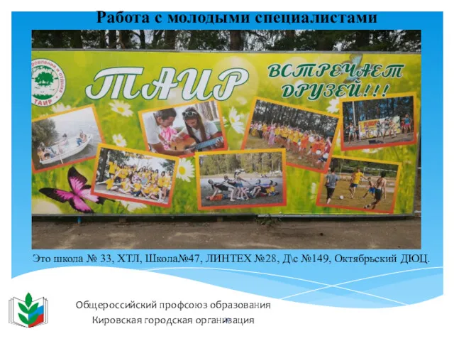 Общероссийский профсоюз образования Кировская городская организация Работа с молодыми специалистами