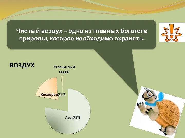 Чистый воздух – одно из главных богатств природы, которое необходимо охранять.