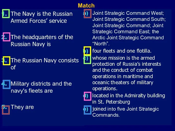 The Navy is the Russian Armed Forces’ service The headquarters