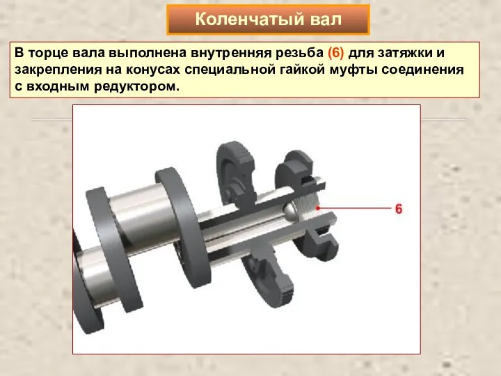 В торце вала выполнена внутренняя резьба (6) для затяжки и
