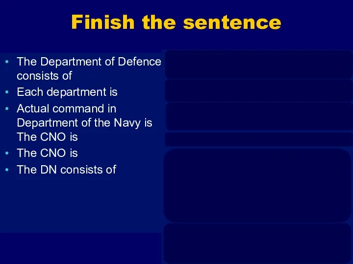 Finish the sentence The Department of Defence consists of Each