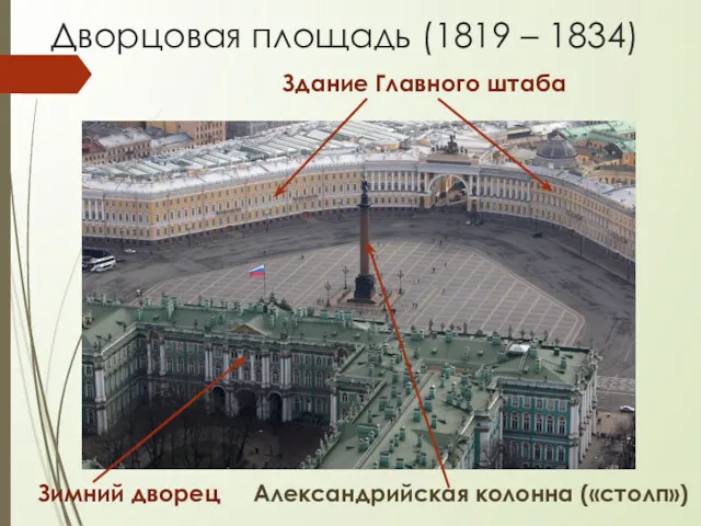 Дворцовая площадь (1819 – 1834) Здание Главного штаба Зимний дворец Александрийская колонна («столп»)