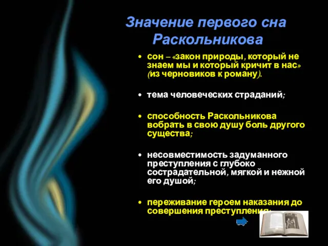 Значение первого сна Раскольникова сон – «закон природы, который не