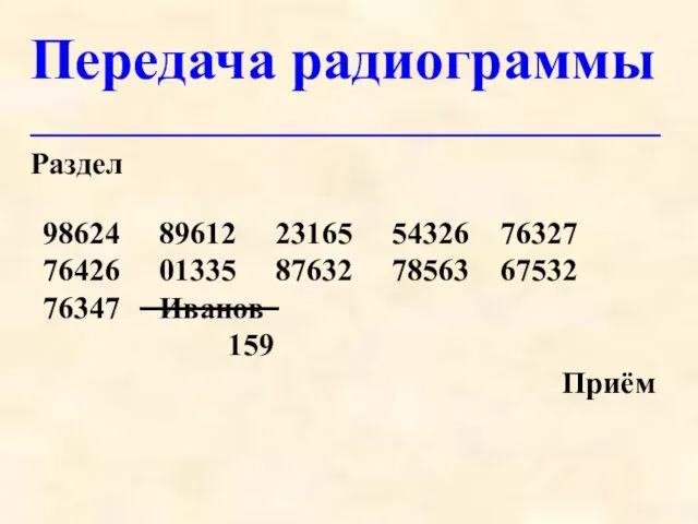 Передача радиограммы _____________________________________________________________________________________________ Раздел 98624 89612 23165 54326 76327 76426