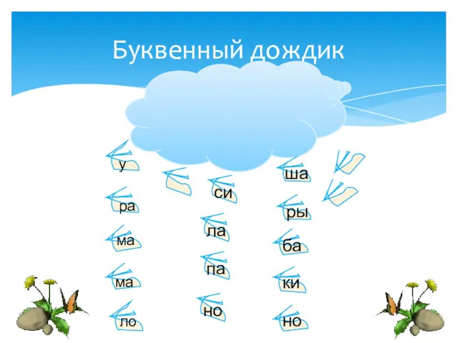 Буквенный дождик у си ра ма ма ла па но ло ша ры ки но ба