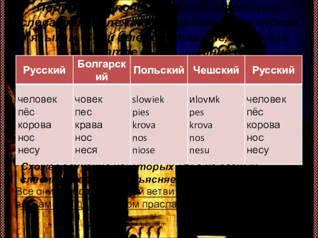 Подумайте, почему похожи некоторые слова, принадлежащие к разным славянским языкам.