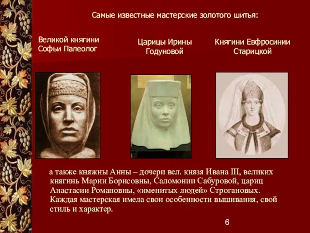 а также княжны Анны – дочери вел. князя Ивана III,