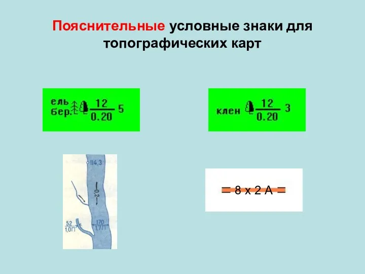 Пояснительные условные знаки для топографических карт 8 х 2 А