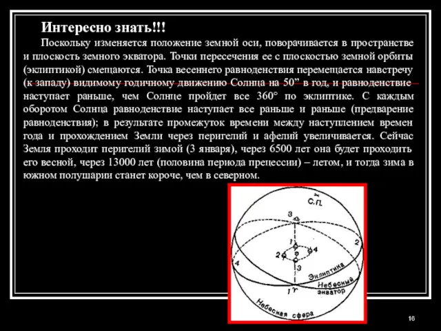 Интересно знать!!! Поскольку изменяется положение земной оси, поворачивается в пространстве