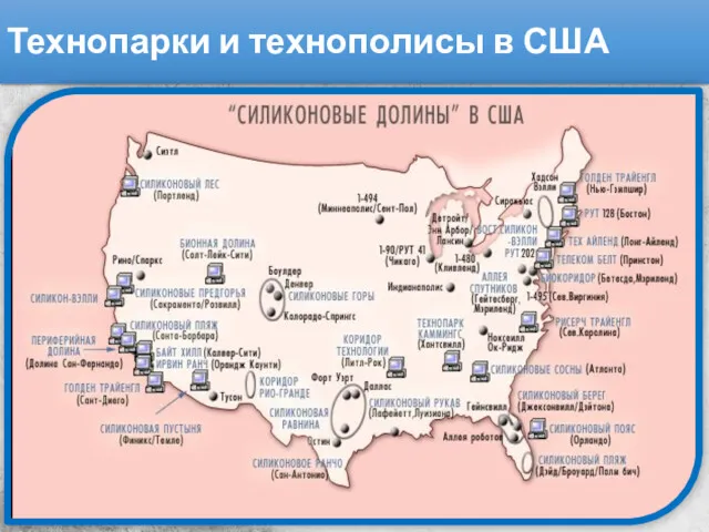 Технопарки и технополисы в США