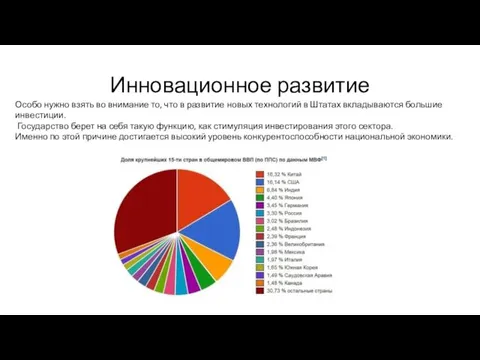 Инновационное развитие Особо нужно взять во внимание то, что в