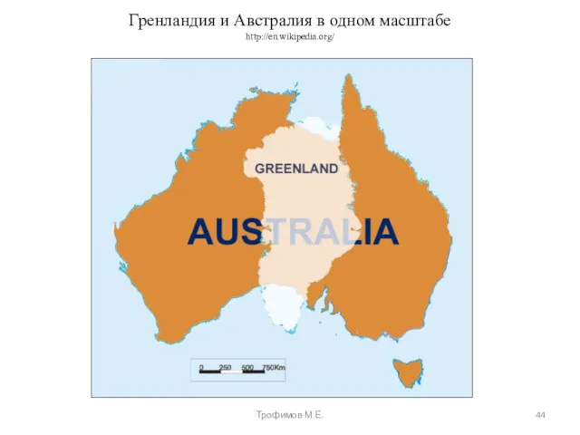 Гренландия и Австралия в одном масштабе http://en.wikipedia.org/ Трофимов М.Е.