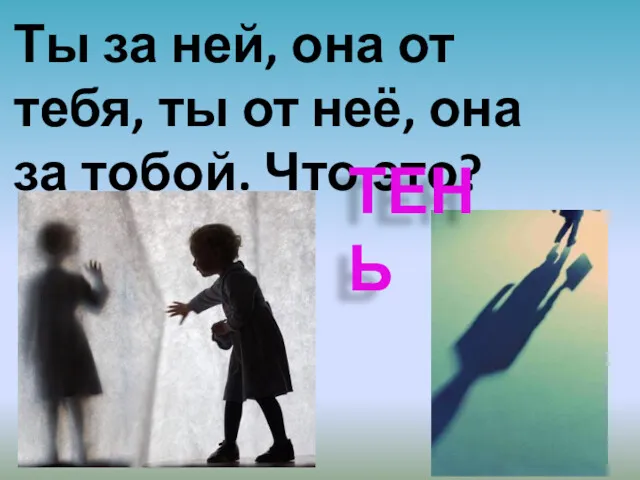 Ты за ней, она от тебя, ты от неё, она за тобой. Что это? ТЕНЬ